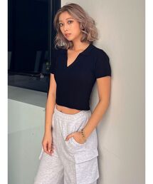 GYDA | BACKレースアップPOLOニットトップス(ニット/セーター)