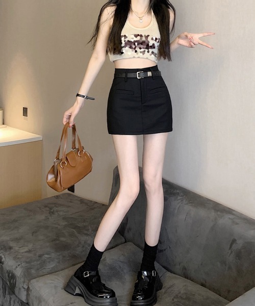 Miniministore(ミニミニストア)の「ミニスカート スーツスカート ベルト付き(スカート・レディース・ブラック/ダークグレー・L/M)」の6枚目の写真