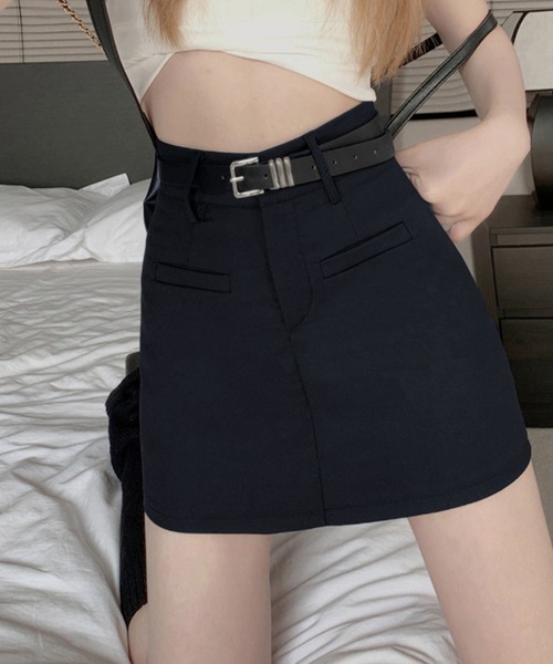 Miniministore(ミニミニストア)の「ミニスカート スーツスカート ベルト付き(スカート・レディース・ブラック/ダークグレー・L/M)」の7枚目の写真
