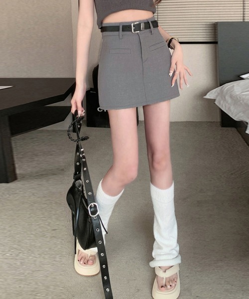 Miniministore(ミニミニストア)の「ミニスカート スーツスカート ベルト付き(スカート・レディース・ブラック/ダークグレー・L/M)」の14枚目の写真