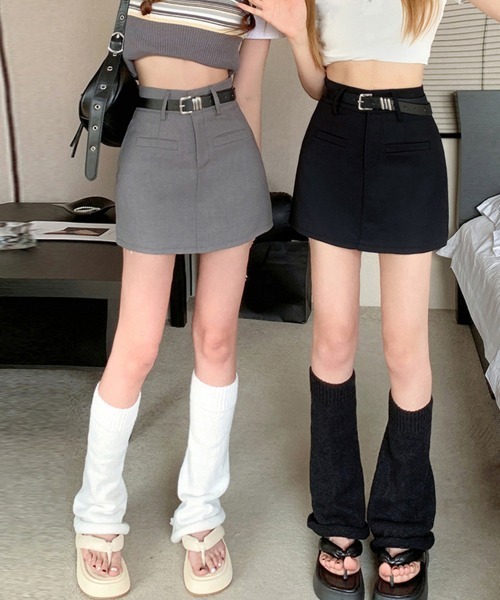 Miniministore(ミニミニストア)の「ミニスカート スーツスカート ベルト付き(スカート・レディース・ブラック/ダークグレー・L/M)」の15枚目の写真