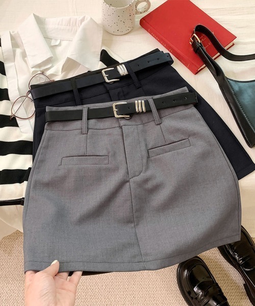 Miniministore(ミニミニストア)の「ミニスカート スーツスカート ベルト付き(スカート・レディース・ブラック/ダークグレー・L/M)」の17枚目の写真
