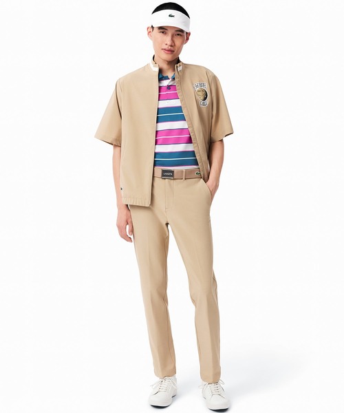 【カーキ】UVカット UPF50+ マルチカラーボーダーウルトラドライポロシャツ ラコステ LACOSTE UVカット UPF50+ マルチカラーボーダーウルトラ