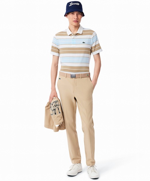 【カーキ】UVカット UPF50+ マルチカラーボーダーウルトラドライポロシャツ ラコステ LACOSTE UVカット UPF50+ マルチカラーボーダーウルトラ
