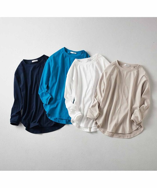 IEDIT(イディット)の「IEDIT 大人にふさわしい日本製 ていねいに仕立てたクワトロセブンTMカットソートップス(Tシャツ/カットソー・レディース・グレイッシュベージュ/ブルー・XX-LARGE/X-LARGE/LARGE/MEDIUM/SMALL/XXX-LARGE)」の19枚目の写真