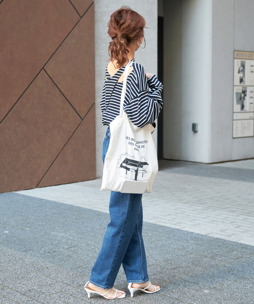 LORO(ロロ)の「【Loro / ローロ】 Cross Boat Long Sleeve(Tシャツ/カットソー・レディース・ブラック/ホワイト・FREE)」の4枚目の写真