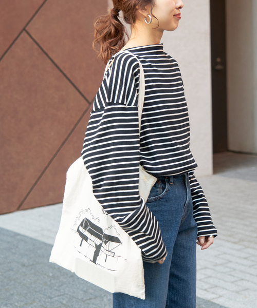 LORO(ロロ)の「【Loro / ローロ】 Cross Boat Long Sleeve(Tシャツ/カットソー・レディース・ブラック/ホワイト・FREE)」の7枚目の写真