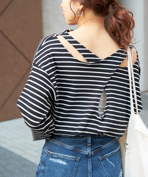 LORO(ロロ)の「【Loro / ローロ】 Cross Boat Long Sleeve(Tシャツ/カットソー・レディース・ブラック/ホワイト・FREE)」の10枚目の写真