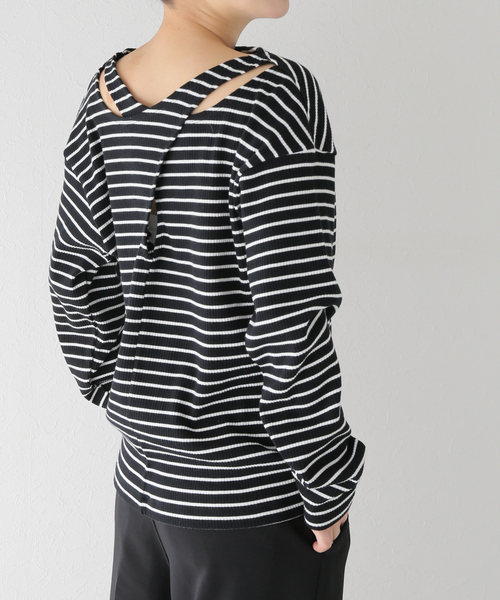 LORO(ロロ)の「【Loro / ローロ】 Cross Boat Long Sleeve(Tシャツ/カットソー・レディース・ブラック/ホワイト・FREE)」の11枚目の写真