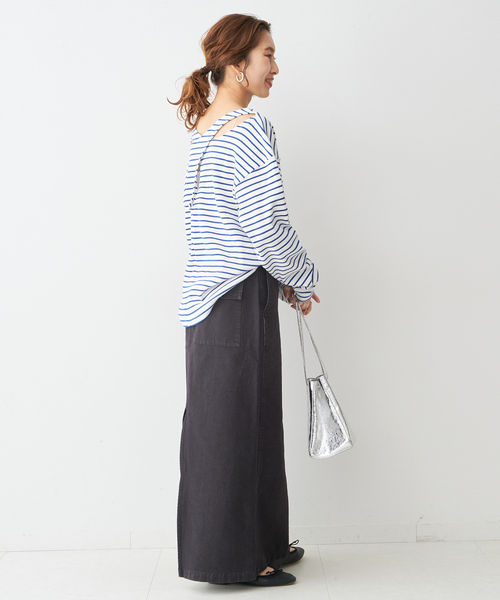 LORO(ロロ)の「【Loro / ローロ】 Cross Boat Long Sleeve(Tシャツ/カットソー・レディース・ブラック/ホワイト・FREE)」の13枚目の写真