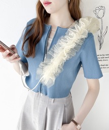 mily bilet（ミウィビレット）の「【mily bilet】コーデのアクセントに。チュールフリルショルダー携帯ストラップ（スマホグッズ）」