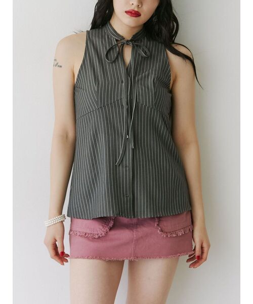 jouetie(ジュエティ)の「フロントリボンアメスリブラウス(シャツ/ブラウス・レディース・ピンク/グレー/オフホワイト・MEDIUM)」の7枚目の写真