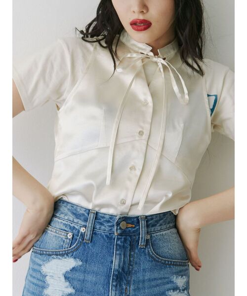 jouetie(ジュエティ)の「フロントリボンアメスリブラウス(シャツ/ブラウス・レディース・ピンク/グレー/オフホワイト・MEDIUM)」の12枚目の写真