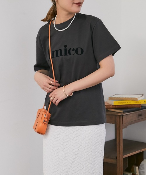 un dix cors（アンディコール）の「AmicoフロッキーTee（Tシャツ/カットソー・レディース・ネイビー/ホワイト/チャコールグレー・FREE）」の15枚目の写真