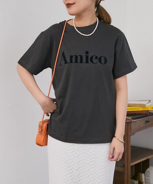 un dix cors（アンディコール）の「AmicoフロッキーTee（Tシャツ/カットソー・レディース・ネイビー/ホワイト/チャコールグレー・FREE）」の14枚目の写真