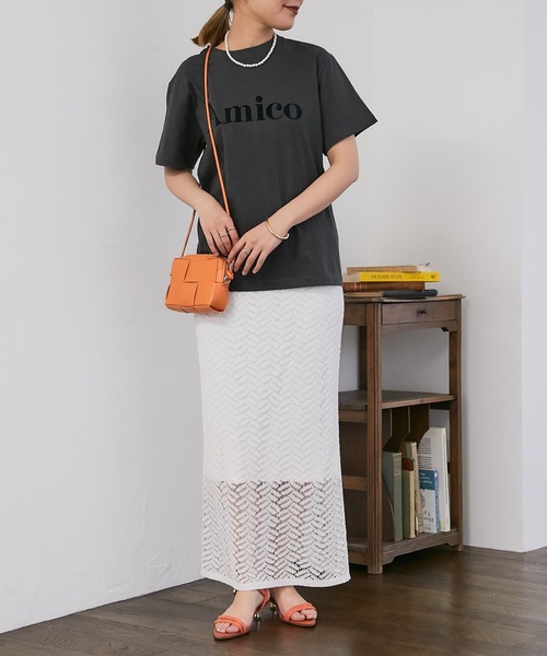 un dix cors（アンディコール）の「AmicoフロッキーTee（Tシャツ/カットソー・レディース・ネイビー/ホワイト/チャコールグレー・FREE）」の10枚目の写真