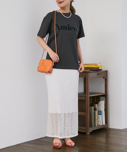 un dix cors（アンディコール）の「AmicoフロッキーTee（Tシャツ/カットソー・レディース・ネイビー/ホワイト/チャコールグレー・FREE）」の13枚目の写真