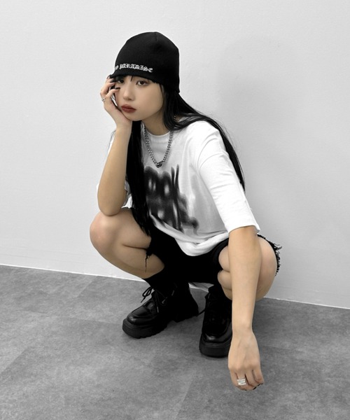 LVEU.(ラブユ.)の「【LVEU.】ストリートアートプリントTシャツ / トップス カットソー Tシャツ プリント 半袖 オーバー カジュアル ホワイト ブラック(Tシャツ/カットソー・レディース・ホワイト/ブラック・FREE)」の16枚目の写真