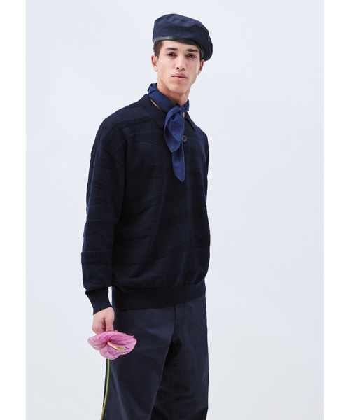 EMPORIO ARMANI(エンポリオアルマーニ)の「【エンポリオ アルマーニ】Emporio Armani Sustainability Values Capsule Collection ポロカラーセーター オーガニックコットン(ニット/セーター・メンズ・ネイビー・SMALL/LARGE/MEDIUM)」の1枚目の写真
