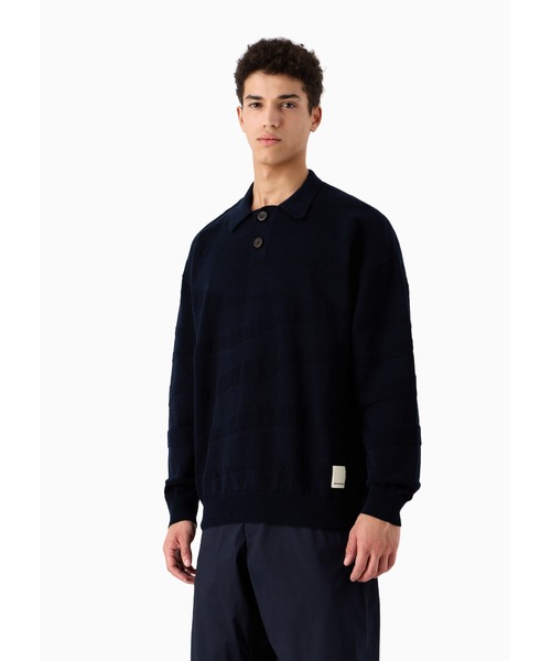 EMPORIO ARMANI(エンポリオアルマーニ)の「【エンポリオ アルマーニ】Emporio Armani Sustainability Values Capsule Collection ポロカラーセーター オーガニックコットン(ニット/セーター・メンズ・ネイビー・SMALL/LARGE/MEDIUM)」の5枚目の写真