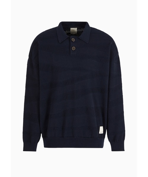 EMPORIO ARMANI(エンポリオアルマーニ)の「【エンポリオ アルマーニ】Emporio Armani Sustainability Values Capsule Collection ポロカラーセーター オーガニックコットン(ニット/セーター・メンズ・ネイビー・SMALL/LARGE/MEDIUM)」の6枚目の写真