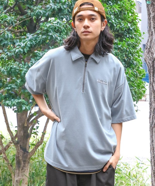 MARK & LONA LOVE PEACE ハーフジップシャツ セール】【LTXC】インナーつきハーフジップ（Tシャツ/カットソー