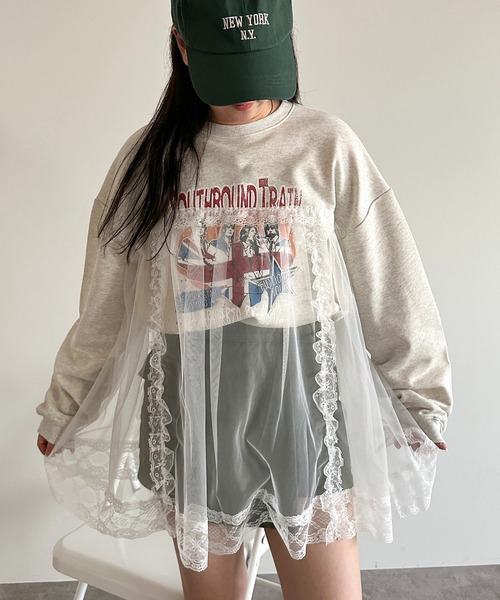 apres jour mignon(アプレジュールミニョン)の「チュールドッキングスウェット【ZOZOTOWN限定アイテム】(スウェット・レディース・ブラック/ナチュラル/ブラック系その他・フリー/X-LARGE)」の9枚目の写真