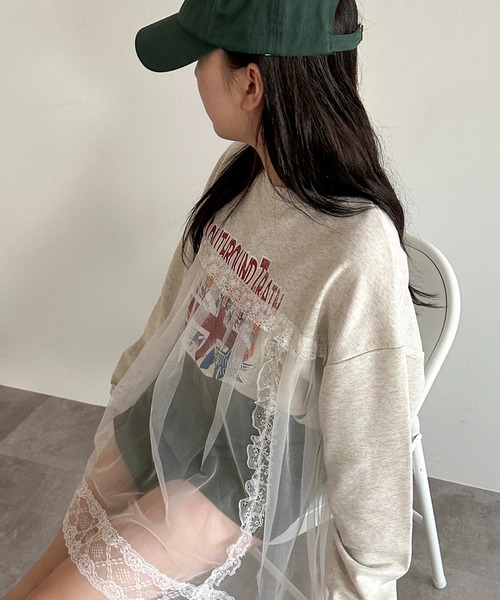 apres jour mignon(アプレジュールミニョン)の「チュールドッキングスウェット【ZOZOTOWN限定アイテム】(スウェット・レディース・ブラック/ナチュラル/ブラック系その他・フリー/X-LARGE)」の11枚目の写真