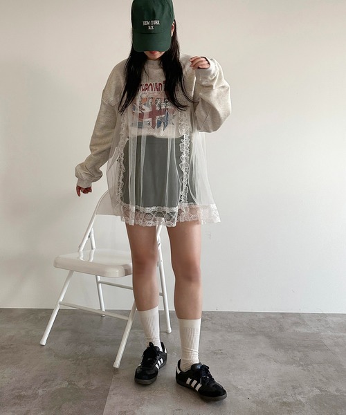 apres jour mignon(アプレジュールミニョン)の「チュールドッキングスウェット【ZOZOTOWN限定アイテム】(スウェット・レディース・ブラック/ナチュラル/ブラック系その他・フリー/X-LARGE)」の4枚目の写真