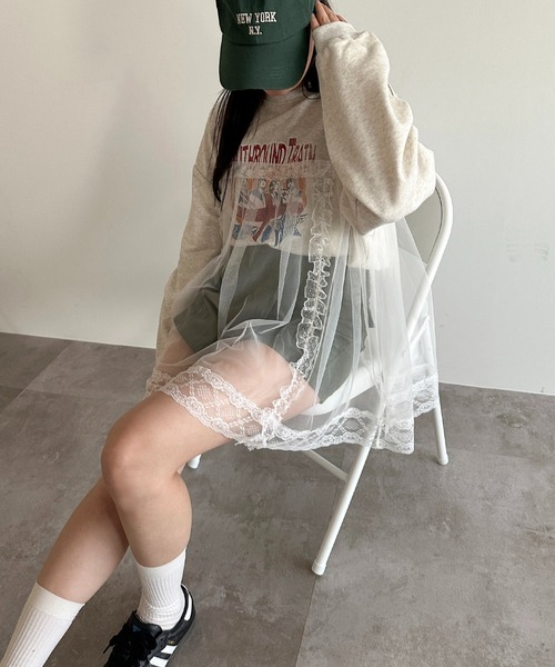apres jour mignon(アプレジュールミニョン)の「チュールドッキングスウェット【ZOZOTOWN限定アイテム】(スウェット・レディース・ブラック/ナチュラル/ブラック系その他・フリー/X-LARGE)」の10枚目の写真