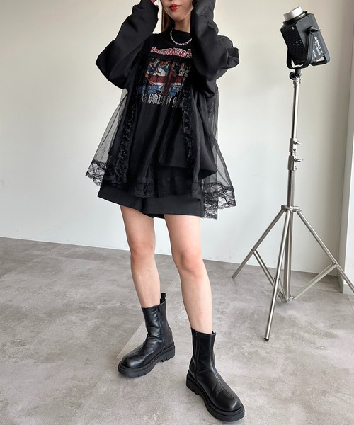 チュールドッキングスウェット　andequal apres jour mignon（アプレジュールミニョン）の「チュールドッキング