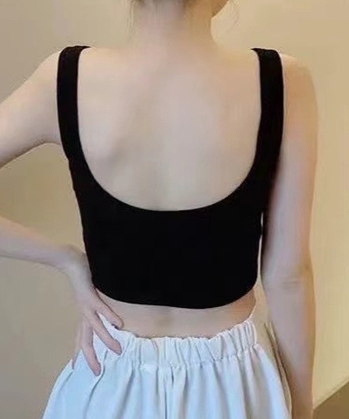 Lace Ladies(レースレディース)の「Uネック タグ付き ソリッドカラー カップ付き ハーフトップ(タンクトップ・レディース・グレー/ブラック/ホワイト・FREE)」の4枚目の写真