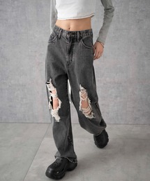 WEGO | WEGO/【24年春夏新作】ヴィンテージウォッシュダメージデニムパンツ(デニムパンツ)