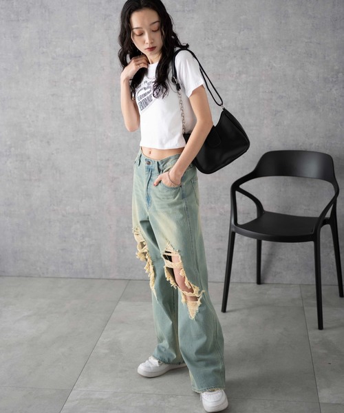 WEGO（ウィゴー）の「WEGO/ヴィンテージウォッシュダメージデニムパンツ（デニムパンツ・レディース・ブラック系1/スカイブルー/ブラック系その他/ベージュ/コバルトブルー・X-SMALL/SMALL/MEDIUM）」の8枚目の写真