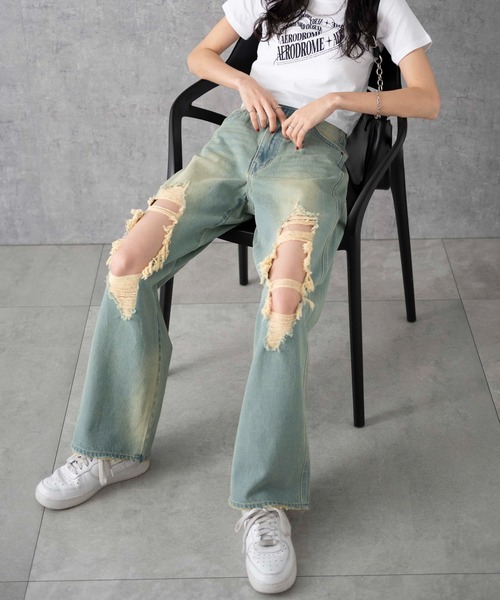 WEGO（ウィゴー）の「WEGO/ヴィンテージウォッシュダメージデニムパンツ（デニムパンツ・レディース・ブラック系1/スカイブルー/ブラック系その他/ベージュ/コバルトブルー・X-SMALL/SMALL/MEDIUM）」の20枚目の写真