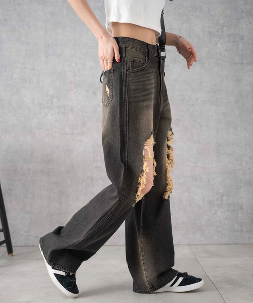 WEGO（ウィゴー）の「WEGO/ヴィンテージウォッシュダメージデニムパンツ（デニムパンツ・レディース・ブラック系1/スカイブルー/ブラック系その他/ベージュ/コバルトブルー・X-SMALL/SMALL/MEDIUM）」の18枚目の写真