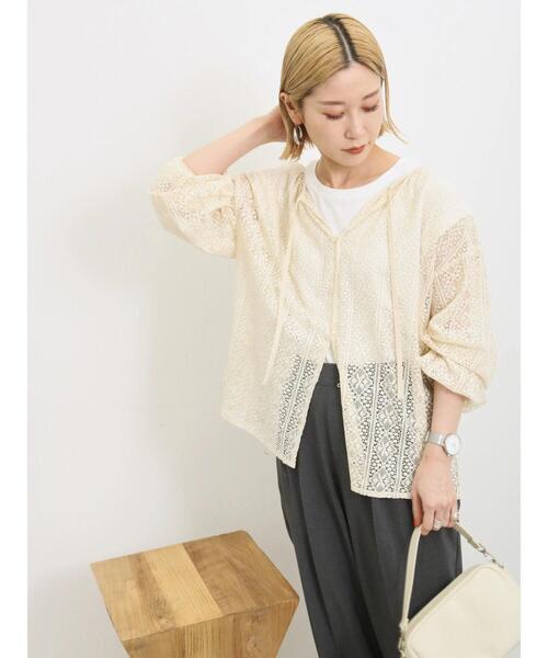 Samansa Mos2 blue(サマンサモスモスブルー)の「前後2wayレースブラウス(シャツ/ブラウス・レディース・オフホワイト/キナリ/チャコールグレー・F)」の16枚目の写真