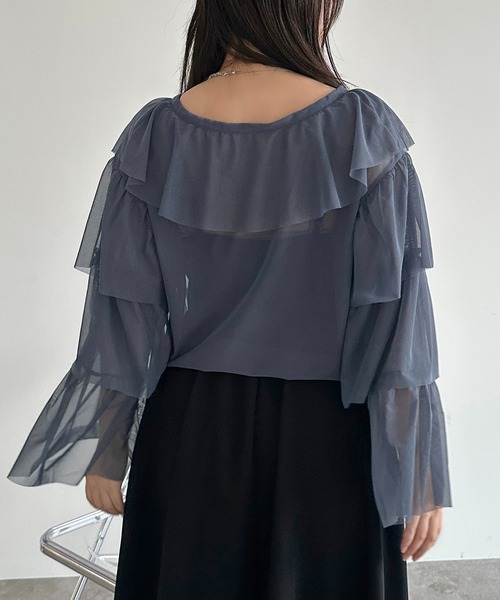 apres jour mignon(アプレジュールミニョン)の「チュールティアードトップス【ZOZOTOWN限定アイテム】(シャツ/ブラウス・レディース・ブルー/アイボリー/ブラック・X-LARGE/フリー)」の21枚目の写真