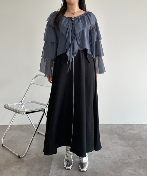 apres jour mignon(アプレジュールミニョン)の「チュールティアードトップス【ZOZOTOWN限定アイテム】(シャツ/ブラウス・レディース・ブルー/アイボリー/ブラック・X-LARGE/フリー)」の22枚目の写真