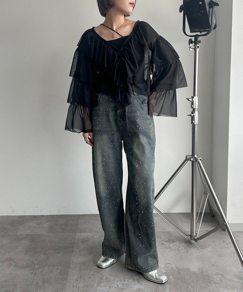 apres jour mignon(アプレジュールミニョン)の「チュールティアードトップス【ZOZOTOWN限定アイテム】(シャツ/ブラウス・レディース・ブルー/アイボリー/ブラック・X-LARGE/フリー)」の16枚目の写真