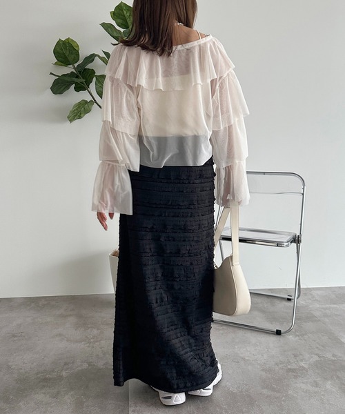 apres jour mignon(アプレジュールミニョン)の「チュールティアードトップス【ZOZOTOWN限定アイテム】(シャツ/ブラウス・レディース・ブルー/アイボリー/ブラック・X-LARGE/フリー)」の9枚目の写真