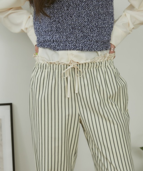 MERLOT（メルロー）の「【ウエストゴム】ダブルウエストストライプパンツ（その他パンツ・レディース・モカ/ネイビー/ナチュラル・FREE）」の6枚目の写真