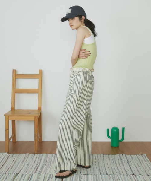 MERLOT（メルロー）の「【ウエストゴム】ダブルウエストストライプパンツ（その他パンツ・レディース・モカ/ネイビー/ナチュラル・FREE）」の15枚目の写真