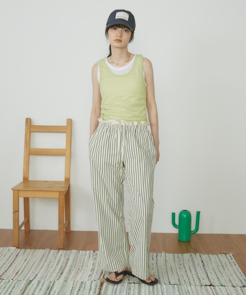 MERLOT（メルロー）の「【ウエストゴム】ダブルウエストストライプパンツ（その他パンツ・レディース・モカ/ネイビー/ナチュラル・FREE）」の14枚目の写真