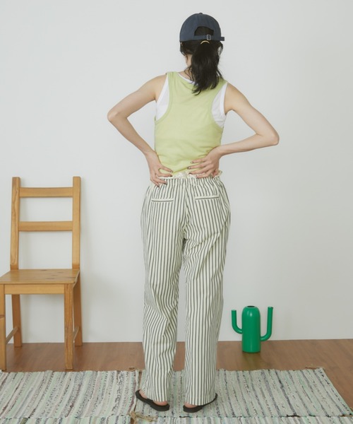 MERLOT（メルロー）の「【ウエストゴム】ダブルウエストストライプパンツ（その他パンツ・レディース・モカ/ネイビー/ナチュラル・FREE）」の16枚目の写真