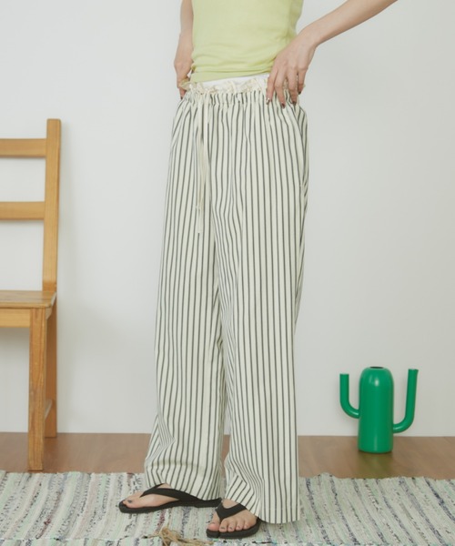 MERLOT（メルロー）の「【ウエストゴム】ダブルウエストストライプパンツ（その他パンツ・レディース・モカ/ネイビー/ナチュラル・FREE）」の11枚目の写真