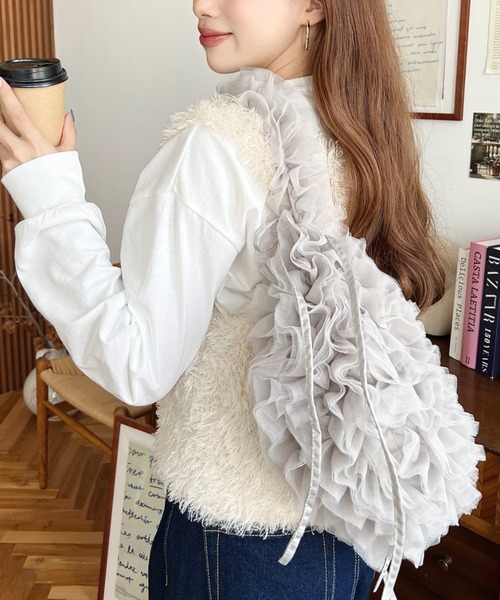 セール】チュールフリルハーフムーンバッグ（ショルダーバッグ