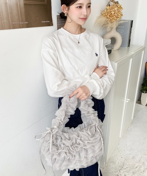 セール】チュールフリルハーフムーンバッグ（ショルダーバッグ