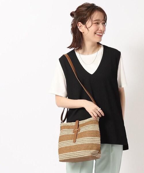 SHOO・LA・RUE（シューラルー）の「◆ボーダー雑材ショルダーバッグ（ショルダーバッグ・レディース・ブラック系2/オレンジ系その他4/キャメル・00）」の4枚目の写真