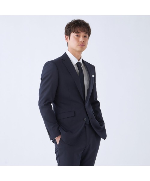 試着のみ スーツセレクト細身 スペアパンツ付き SLIM TAPERED_2】【年間】スペアパンツ付き/2釦シングルスーツ 0
